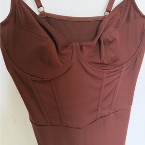 Popilush Brown Corset-Style Dress